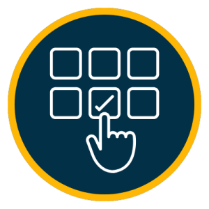 round icon with hand checking boxes - IVCi